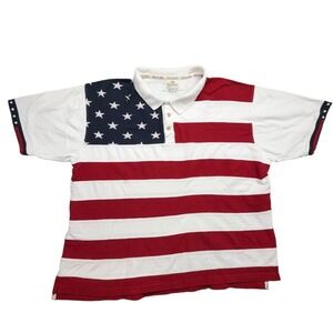 RedHead Bass Pro Shops Mens 3XL American Flag Polo Shirt Stars Stripes Cotton